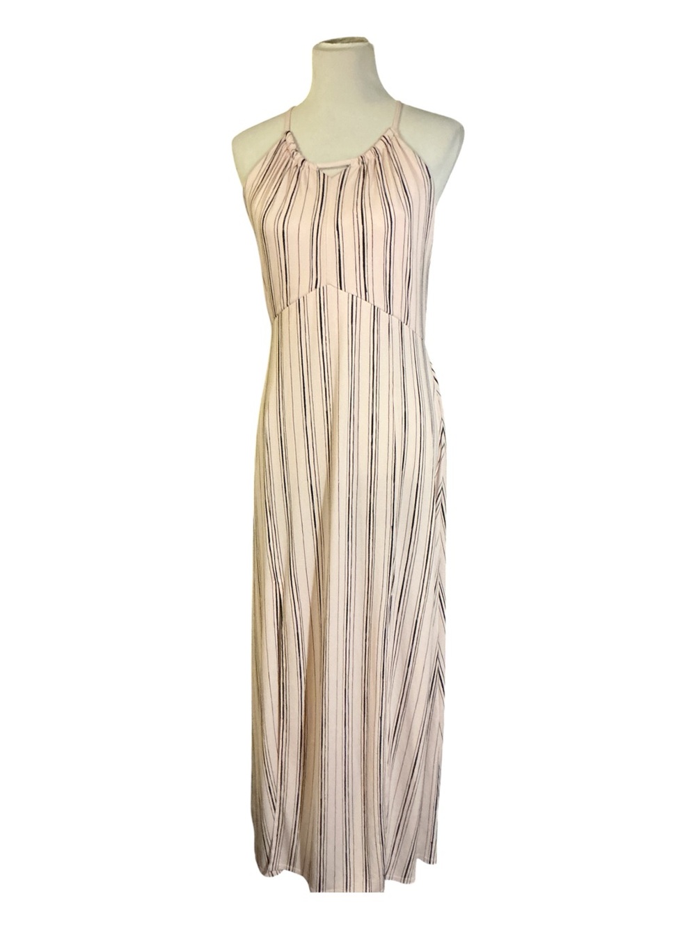Striped Pink Halter Maxi Dress